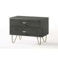 Homeroots Contemporary Gray & Gold Nightstand with Two Drawers 473020